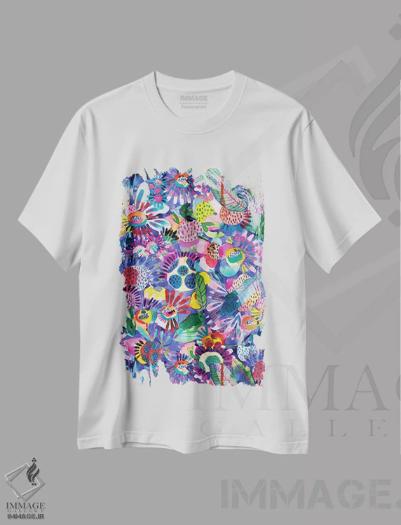 تیشرت سفید طرح دار فولکلور شهری، آبستره اثر کایِنا بلانکا | فروشگاه ایماژ