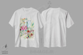 تیشرت سفید طرح دار طبیعت بی جان، دکور بوهمی اثر کایِنا بلانکا | فروشگاه ایماژ
