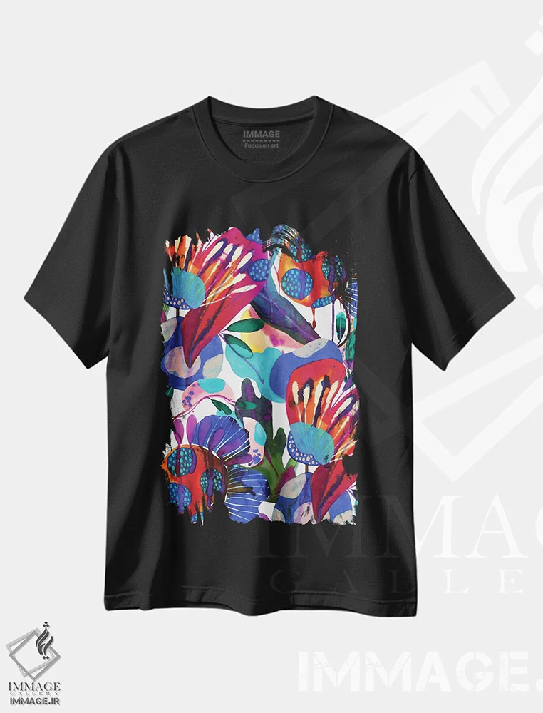 تیشرت مشکی طرح دار گوایابو، دکور بوهمی اثر کایِنا بلانکا | فروشگاه ایماژ