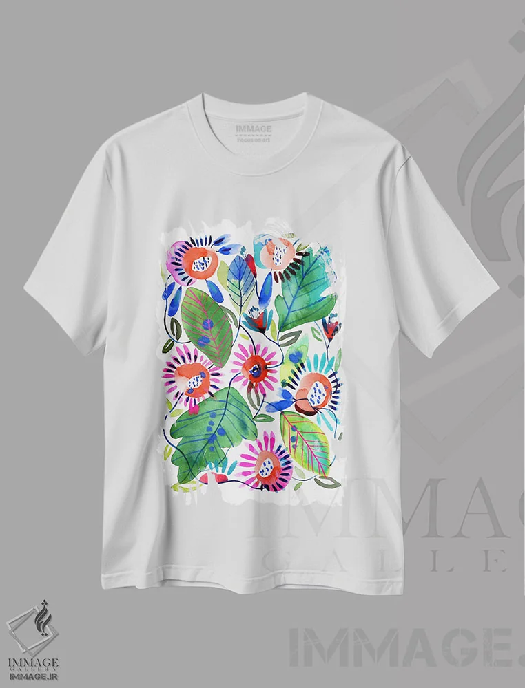 تیشرت سفید طرح دار رشد، دکور بوهمی اثر کایِنا بلانکا | فروشگاه ایماژ