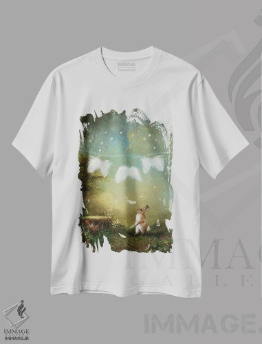 تیشرت سفید طرح دار ذره ای بهشت من، هنر دیجیتال اثر شارلوت بیرد | فروشگاه ایماژ