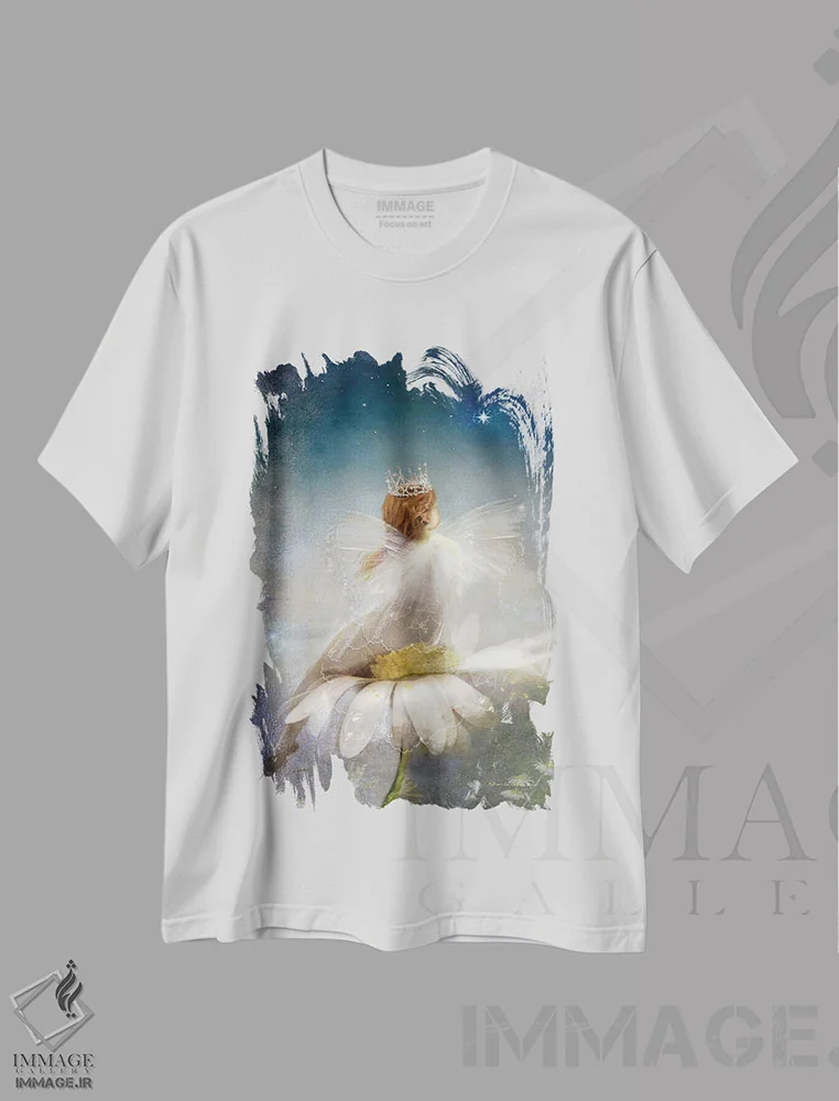 تیشرت سفید طرح دار باغ ستاره باران، هنر دیجیتال اثر شارلوت بیرد | immage.ir
