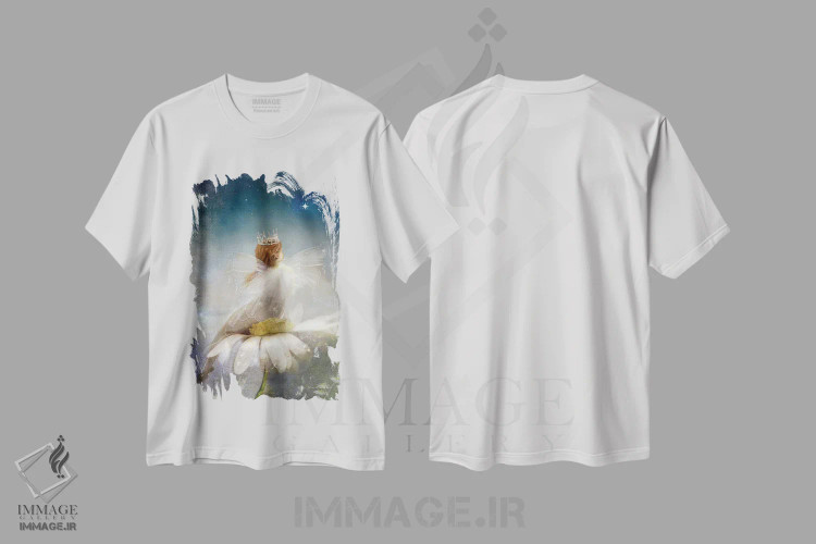 تیشرت سفید طرح دار باغ ستاره باران، هنر دیجیتال اثر شارلوت بیرد | immage.ir