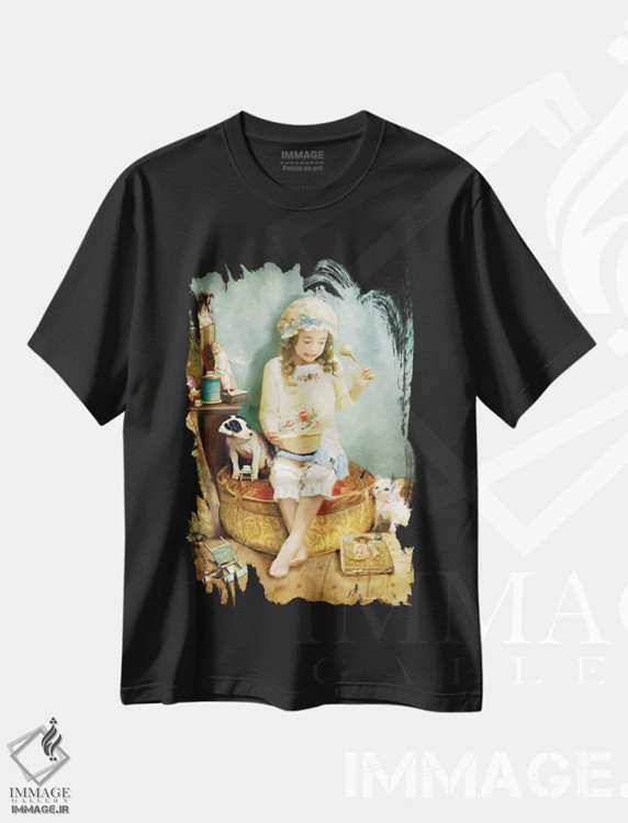 تیشرت مشکی طرح دار خانم کوچولوی مفِت، هنر دیجیتال اثر شارلوت بیرد | immage.ir