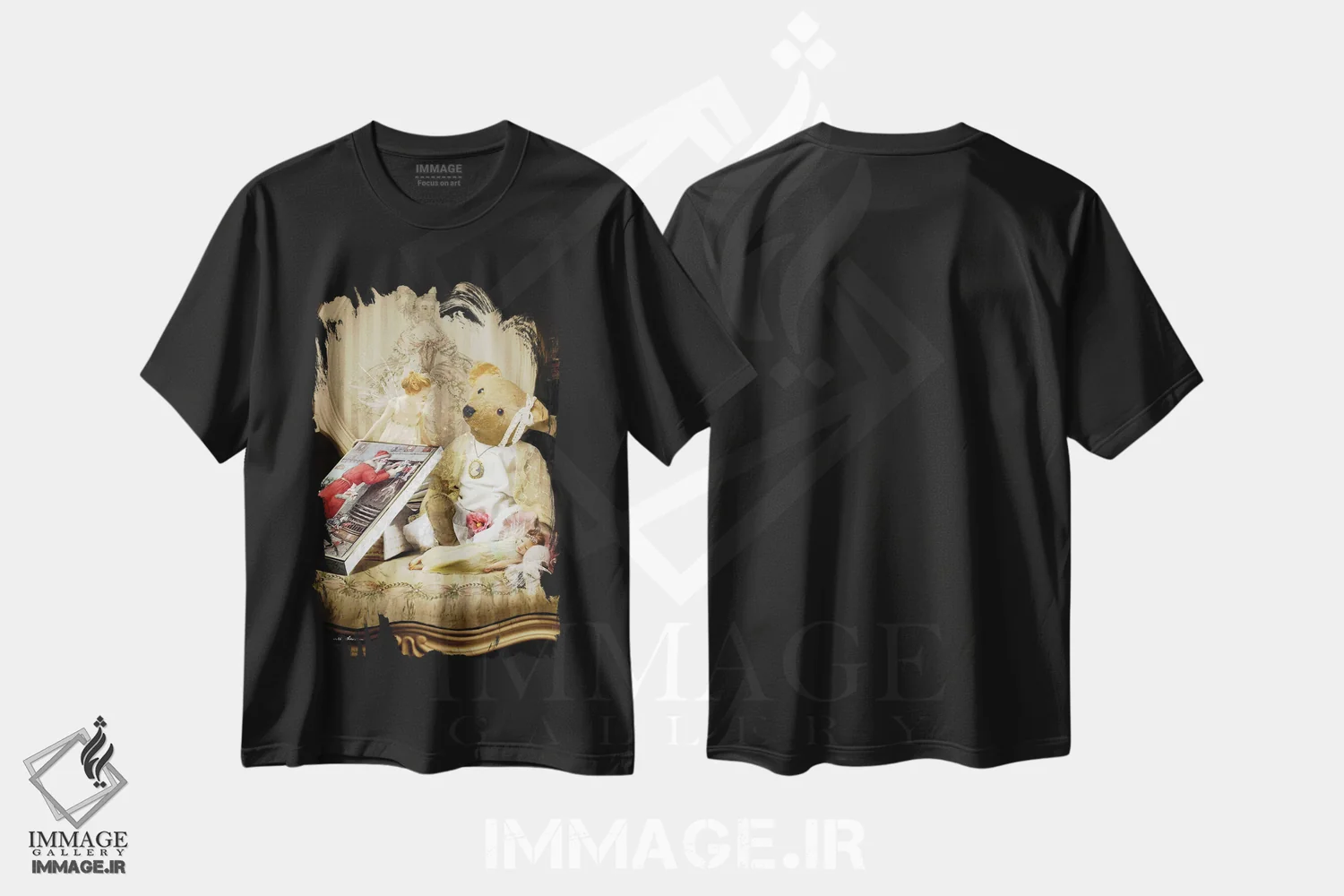 تیشرت مشکی طرح دار کریسمس خرس وار شاد، هنر دیجیتال اثر شارلوت بیرد | فروشگاه ایماژ