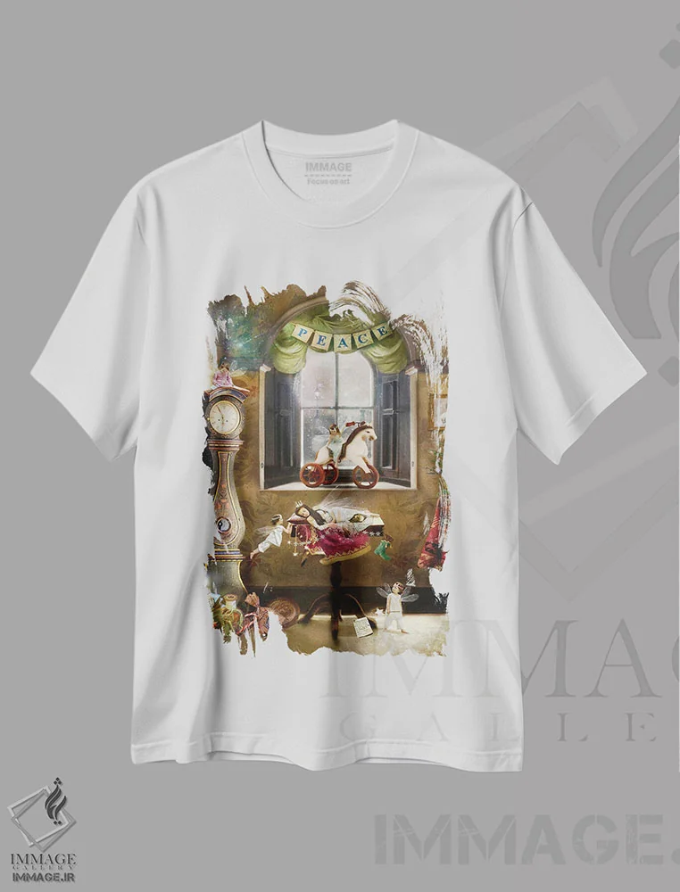 تیشرت سفید طرح دار صبح کریسمس، هنر دیجیتال اثر شارلوت بیرد | فروشگاه ایماژ