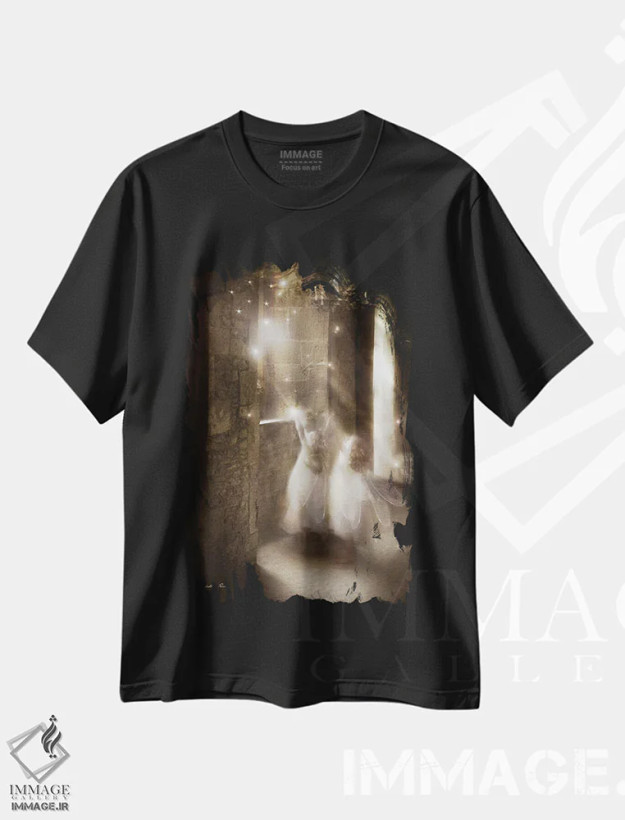 تیشرت مشکی طرح دار ستاره کریسمس، هنر دیجیتال اثر شارلوت بیرد | فروشگاه ایماژ