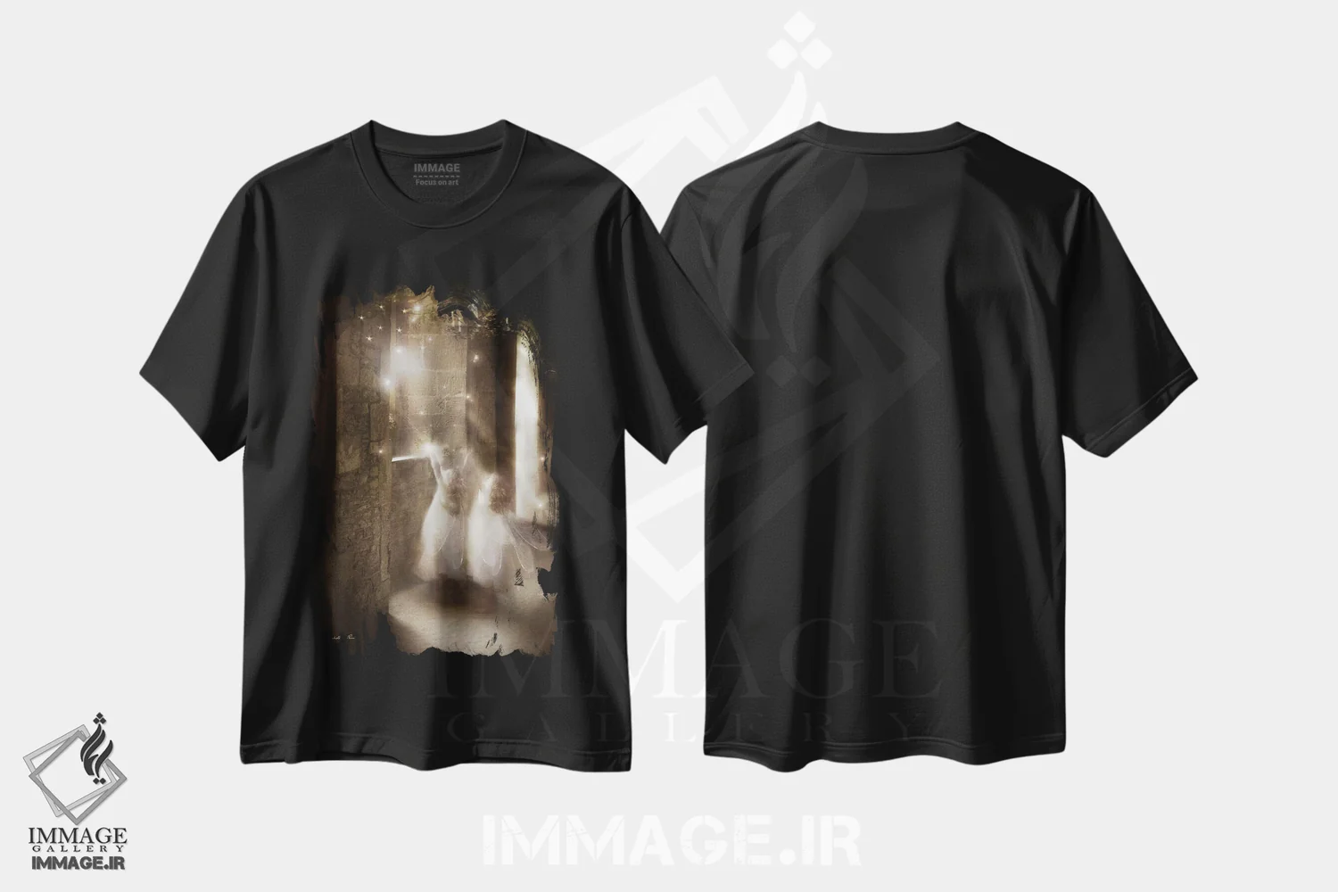 تیشرت مشکی طرح دار ستاره کریسمس، هنر دیجیتال اثر شارلوت بیرد | فروشگاه ایماژ