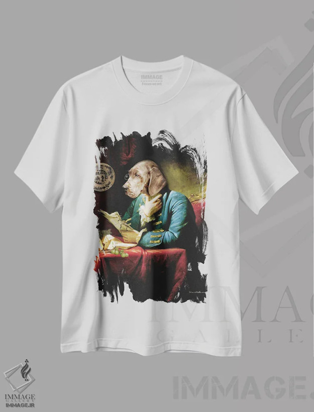 تیشرت سفید طرح دار کتابخانه، هنر دیجیتال اثر شارلوت بیرد | فروشگاه ایماژ