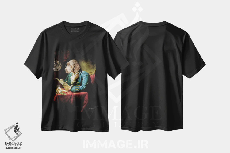 تیشرت مشکی طرح دار کتابخانه، هنر دیجیتال اثر شارلوت بیرد | immage.ir