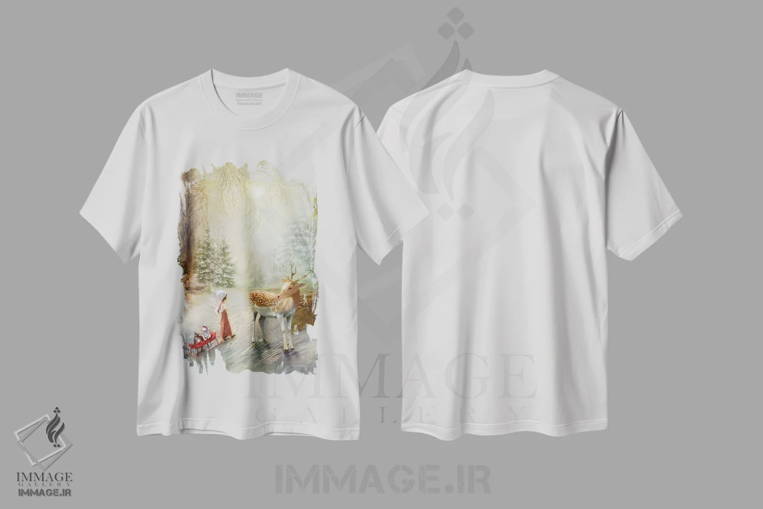 تیشرت سفید طرح دار پرترهٔ رودولف و دوست جدیدش، هنر دیجیتال اثر شارلوت بیرد | immage.ir