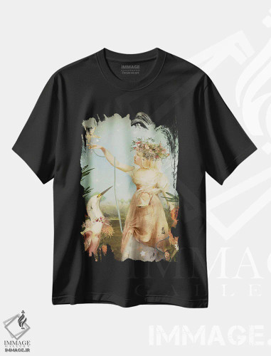 تیشرت مشکی طرح دار ستارهٔ افتاده را بگیر، هنر دیجیتال اثر شارلوت بیرد | فروشگاه ایماژ