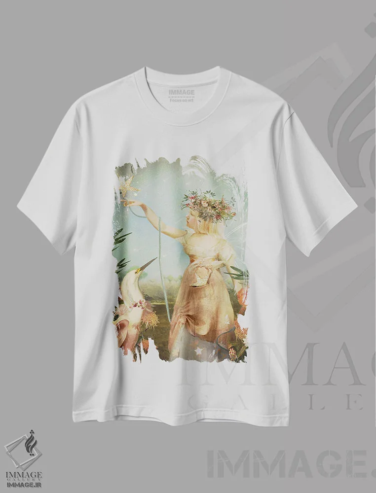تیشرت سفید طرح دار ستارهٔ افتاده را بگیر، هنر دیجیتال اثر شارلوت بیرد | immage.ir