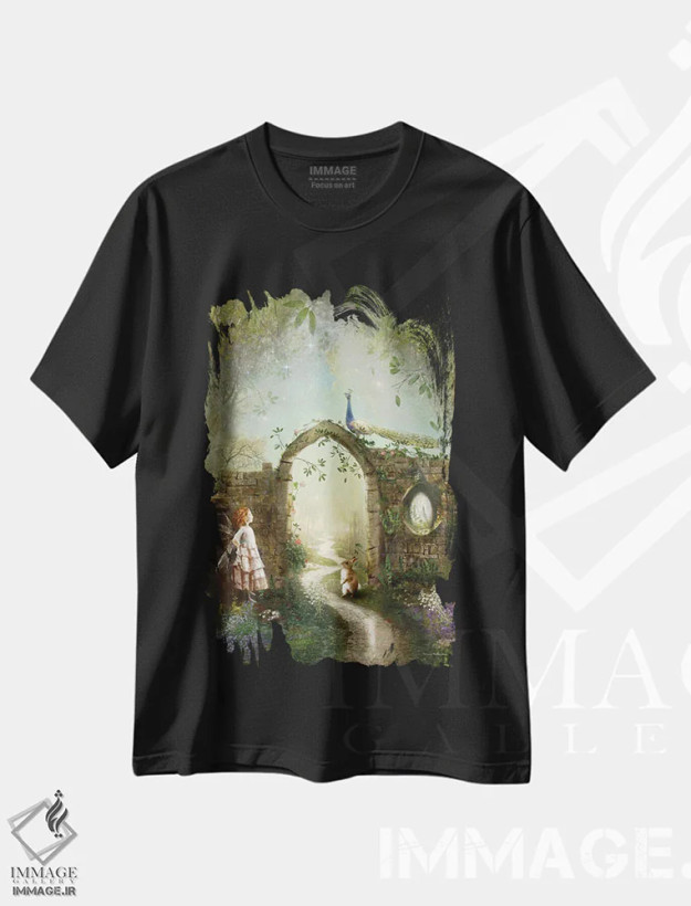 تیشرت مشکی طرح دار شجاع باش، کنجکاو باش، هنر دیجیتال اثر شارلوت بیرد | فروشگاه ایماژ