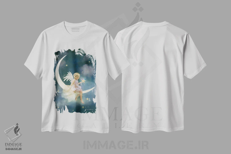 تیشرت سفید طرح دار فرشتهٔ رؤیاها و آرزوها، هنر دیجیتال اثر شارلوت بیرد | فروشگاه ایماژ