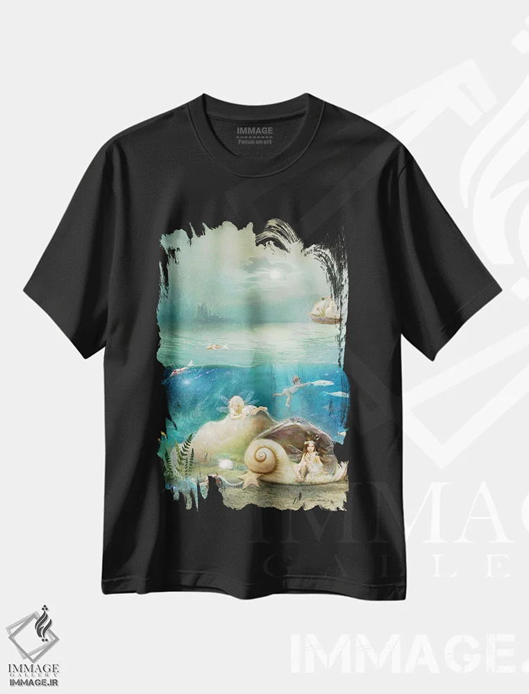 تیشرت مشکی طرح دار بچه های آب، هنر دیجیتال اثر شارلوت بیرد | immage.ir