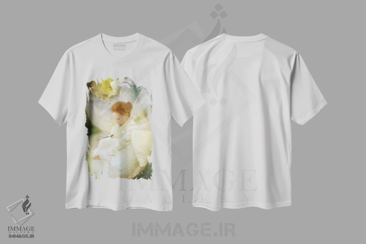 تیشرت سفید طرح دار نرگس های رؤیایی، هنر دیجیتال اثر شارلوت بیرد | فروشگاه ایماژ