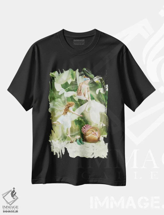 تیشرت مشکی طرح دار تماس بیدارباش، هنر دیجیتال اثر شارلوت بیرد | immage.ir