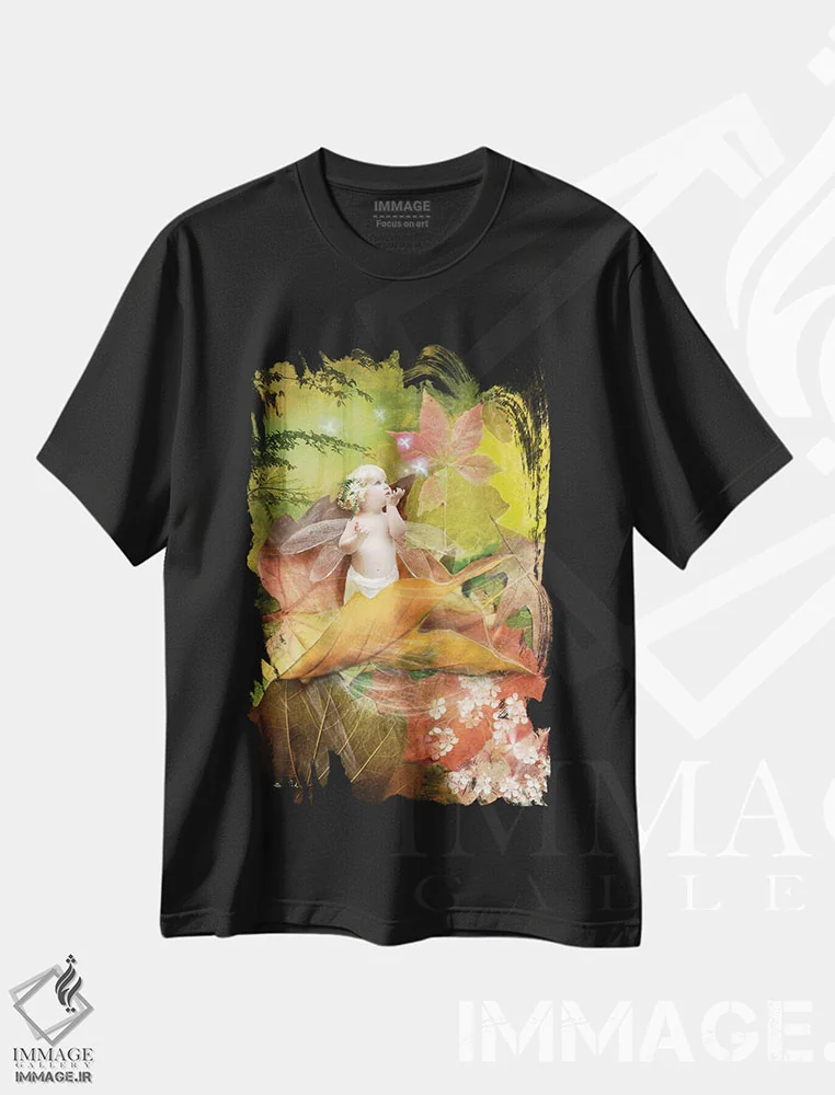 تیشرت مشکی طرح دار وقتی پاییز می سراید، هنر دیجیتال اثر شارلوت بیرد | فروشگاه ایماژ