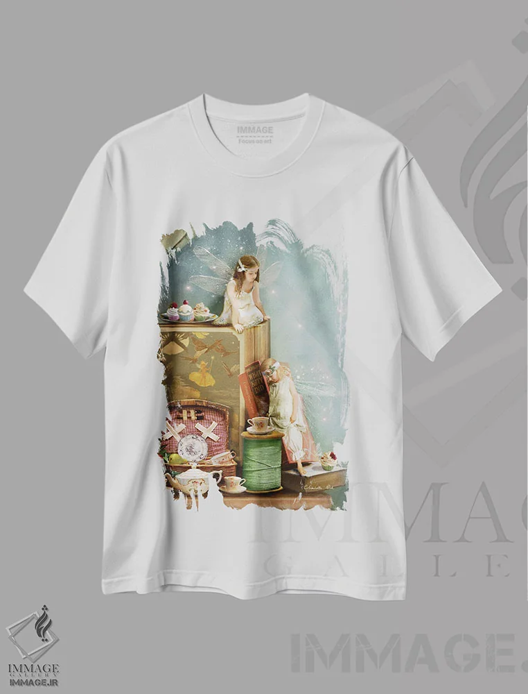 تیشرت سفید طرح دار همه چیز برای چای متوقف می شود، هنر دیجیتال اثر شارلوت بیرد | immage.ir