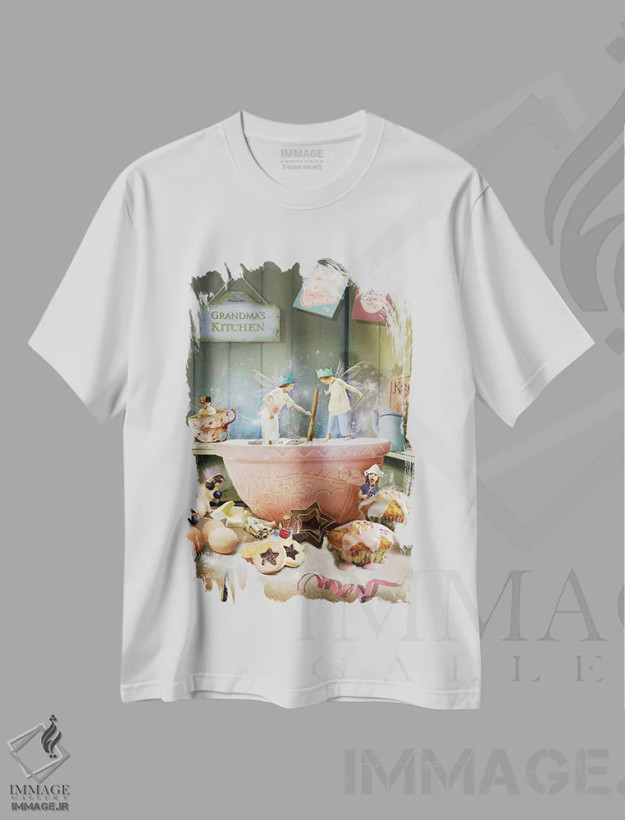 تیشرت سفید طرح دار بیایید جشن بگیریم، هنر دیجیتال اثر شارلوت بیرد | فروشگاه ایماژ