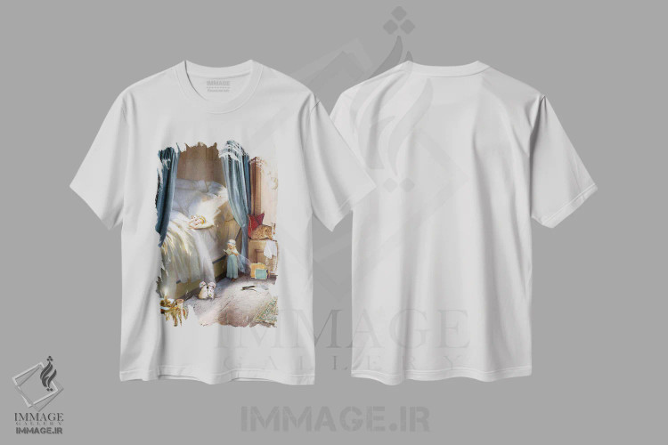 تیشرت سفید طرح دار قصهٔ قبل از خواب، هنر دیجیتال اثر شارلوت بیرد | immage.ir