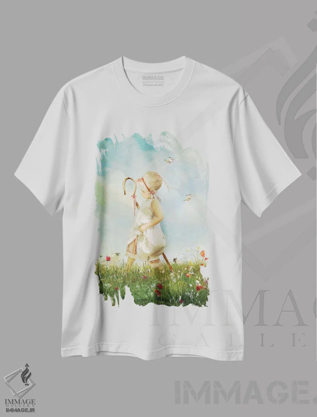 تیشرت سفید طرح دار بو پیپ کوچولو، هنر دیجیتال اثر شارلوت بیرد | فروشگاه ایماژ