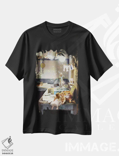 تیشرت مشکی طرح دار غم های روز شستشو، هنر دیجیتال اثر شارلوت بیرد | فروشگاه ایماژ