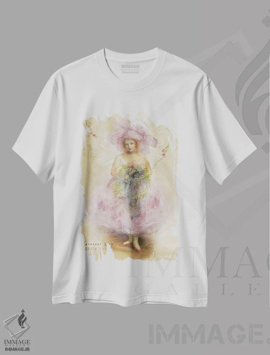 تیشرت سفید طرح دار رز اسطوخودوس، هنر دیجیتال اثر شارلوت بیرد | فروشگاه ایماژ