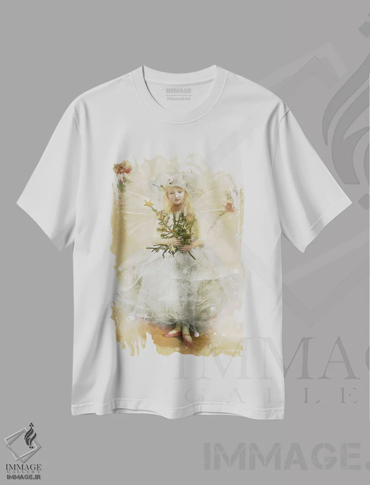 تیشرت سفید طرح دار رز زمستانی، هنر دیجیتال اثر شارلوت بیرد | immage.ir