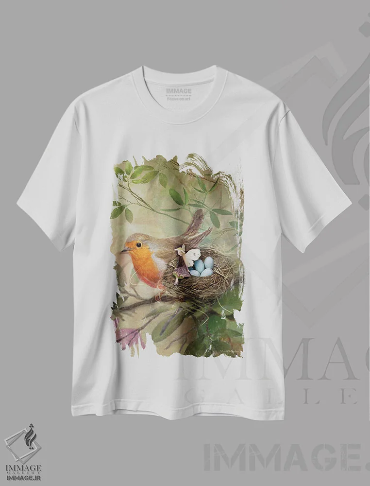 تیشرت سفید طرح دار دوست من، رابین، هنر دیجیتال اثر شارلوت بیرد | immage.ir