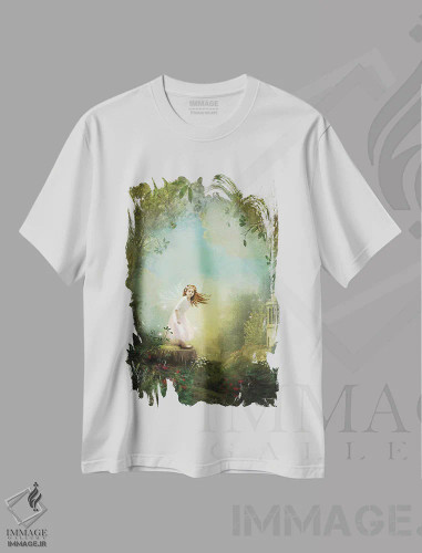 تیشرت سفید طرح دار روزی روزگاری، هنر دیجیتال اثر شارلوت بیرد | فروشگاه ایماژ