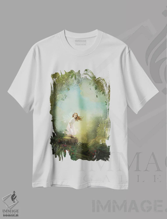 تیشرت سفید طرح دار روزی روزگاری، هنر دیجیتال اثر شارلوت بیرد | فروشگاه ایماژ