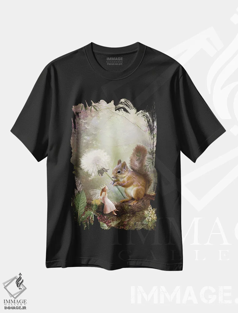 تیشرت مشکی طرح دار ملکه برای یک روز، هنر دیجیتال اثر شارلوت بیرد | فروشگاه ایماژ