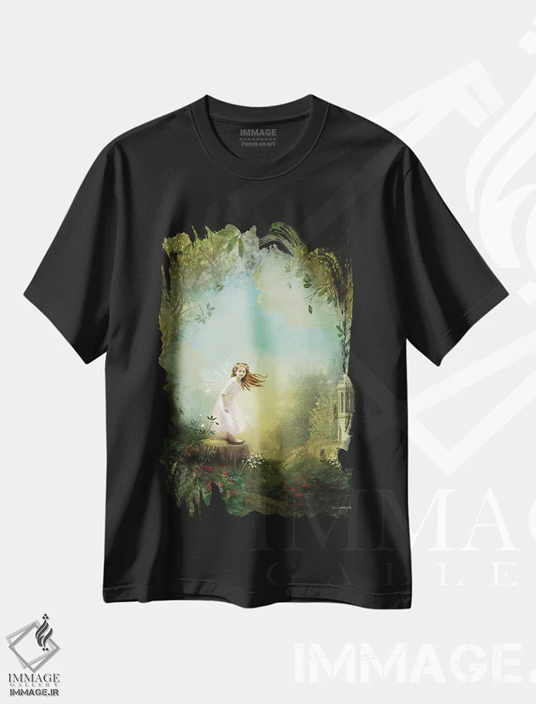تیشرت مشکی طرح دار روزی روزگاری، هنر دیجیتال اثر شارلوت بیرد | immage.ir
