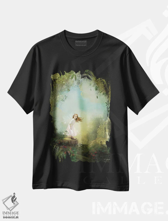 تیشرت مشکی طرح دار روزی روزگاری، هنر دیجیتال اثر شارلوت بیرد | immage.ir