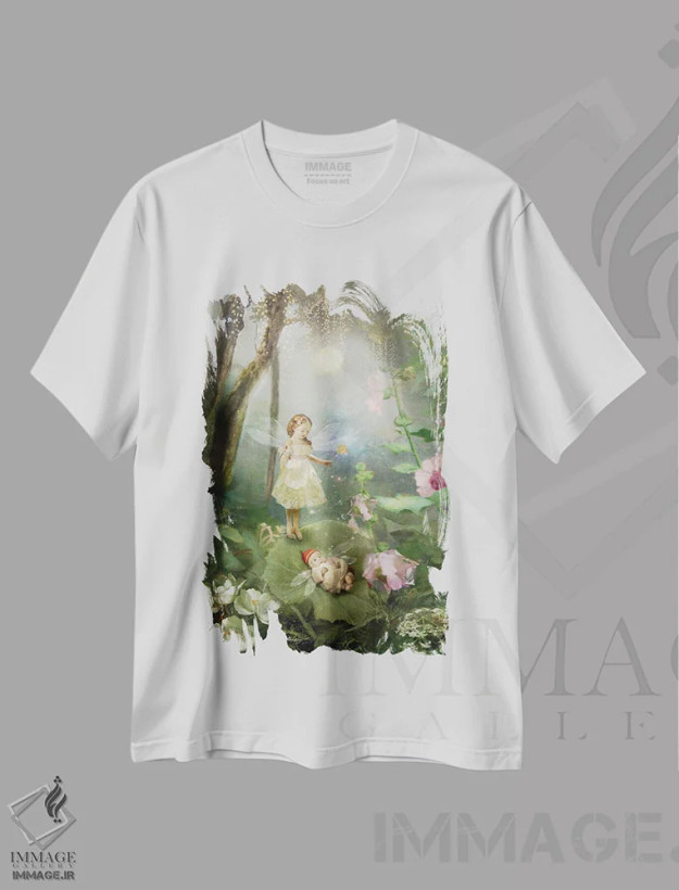 تیشرت سفید طرح دار راز من-ان-تول، هنر دیجیتال اثر شارلوت بیرد | فروشگاه ایماژ
