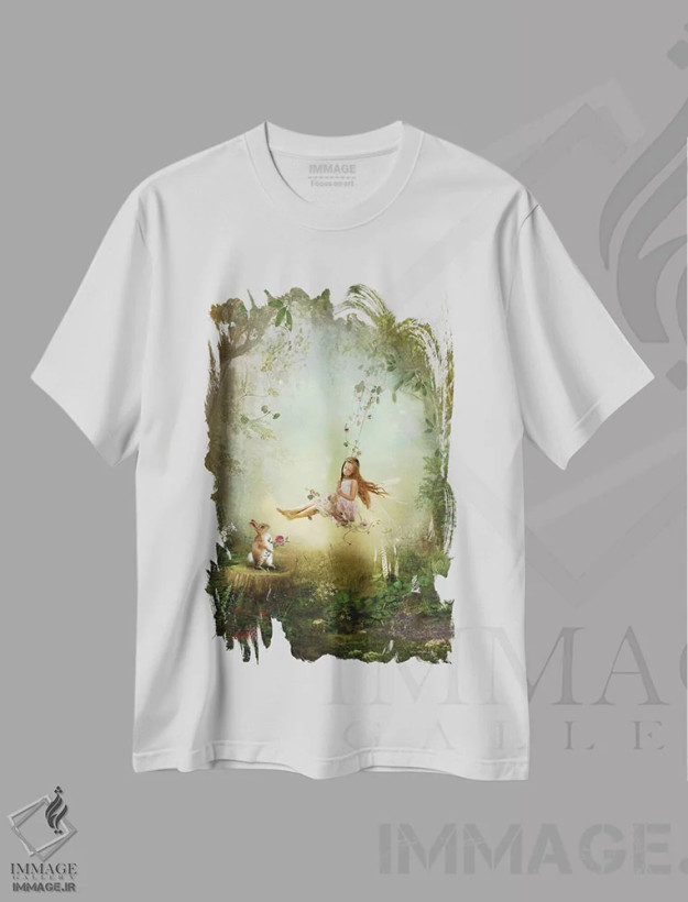 تیشرت سفید طرح دار تو قلبم را به آواز درمی آوری، هنر دیجیتال اثر شارلوت بیرد | فروشگاه ایماژ