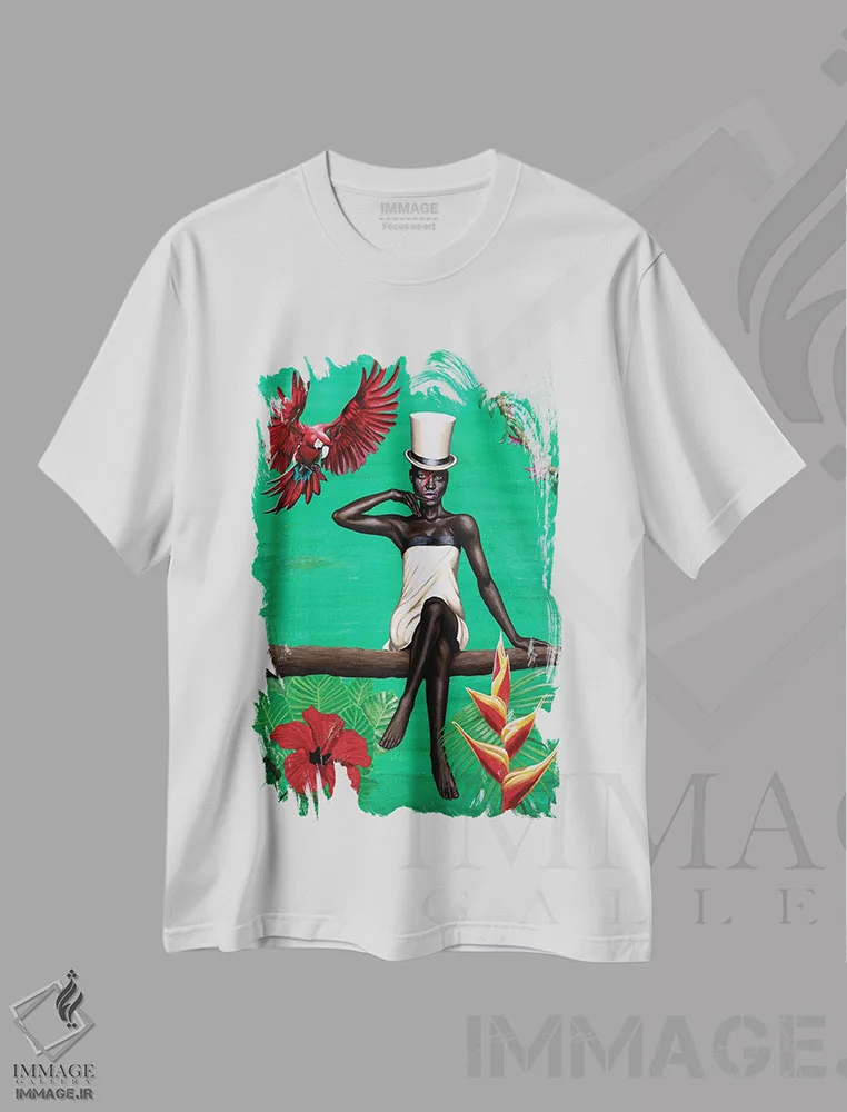 تیشرت سفید طرح دار شورشی روح، هنر آمریکایی آفریقایی تبار اثر کریستین بییر | فروشگاه ایماژ