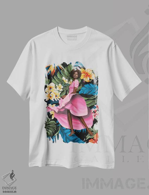 تیشرت سفید طرح دار رز جنگلی، هنر آمریکایی آفریقایی تبار اثر کریستین بییر | immage.ir