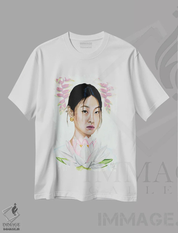 تیشرت سفید طرح دار چشم های باز شده، دکور آسیایی اثر کریستین بییر | immage.ir