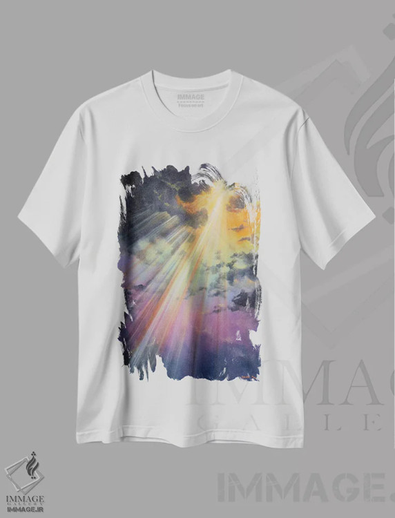 تیشرت سفید طرح دار شکوفایی، هنر فاخر معاصر اثر کالر بای فلیکز | فروشگاه ایماژ