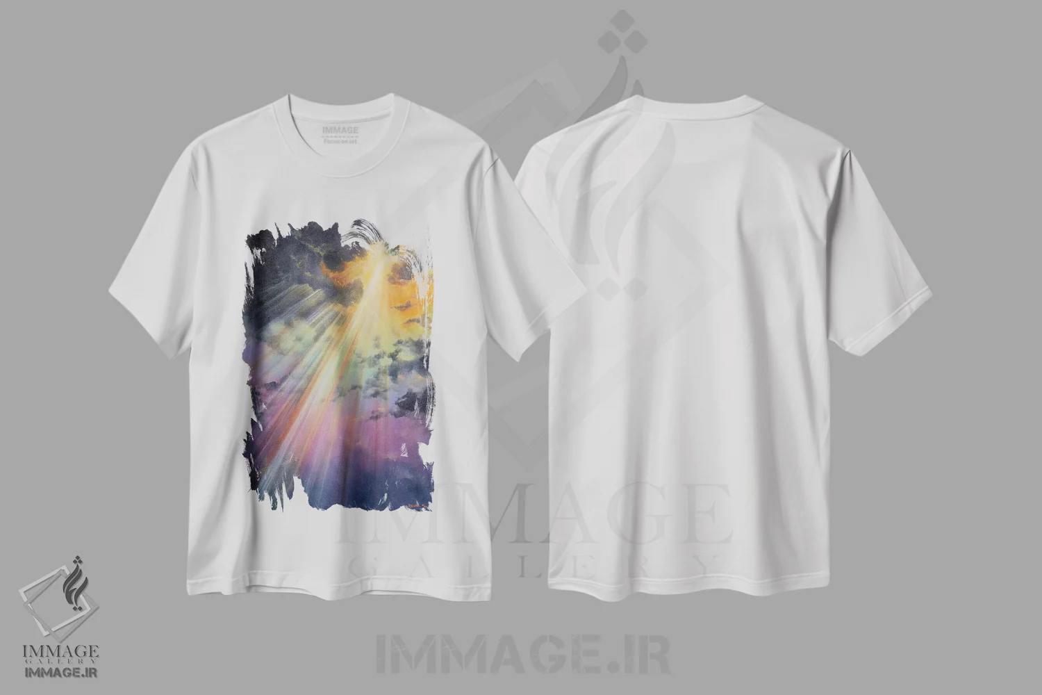 تیشرت سفید طرح دار شکوفایی، هنر فاخر معاصر اثر کالر بای فلیکز | فروشگاه ایماژ