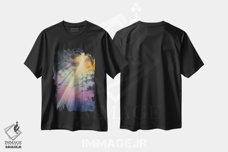 تیشرت مشکی طرح دار شکوفایی، هنر فاخر معاصر اثر کالر بای فلیکز | immage.ir