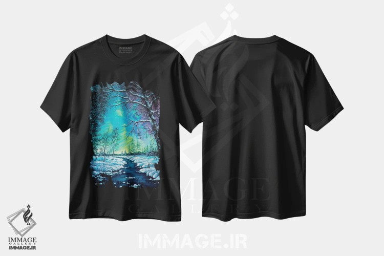 تیشرت مشکی طرح دار شب نئونی، هنر فاخر معاصر اثر کالر بای فلیکز | immage.ir