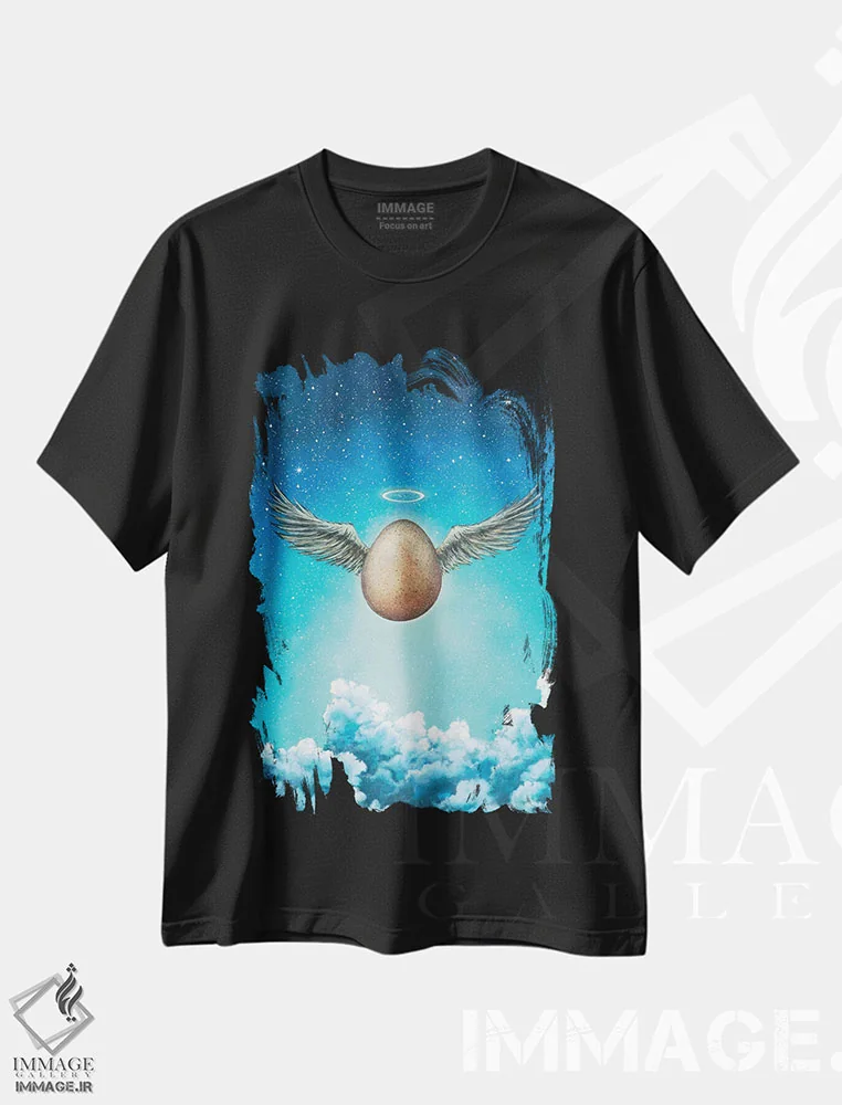 تیشرت مشکی طرح دار تخم مرغ، هنر فاخر معاصر اثر کالر بای فلیکز | فروشگاه ایماژ