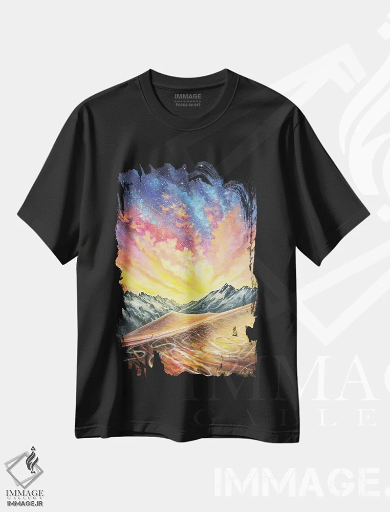 تیشرت مشکی طرح دار نترس، هنر فاخر معاصر اثر کالر بای فلیکز | immage.ir