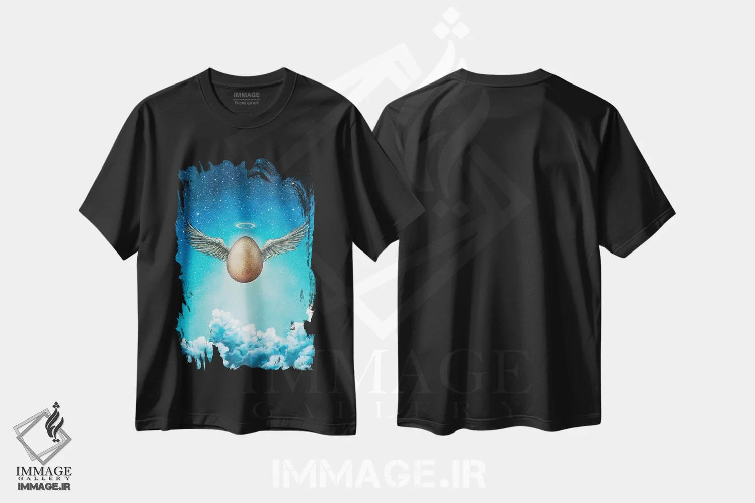 تیشرت مشکی طرح دار تخم مرغ، هنر فاخر معاصر اثر کالر بای فلیکز | فروشگاه ایماژ