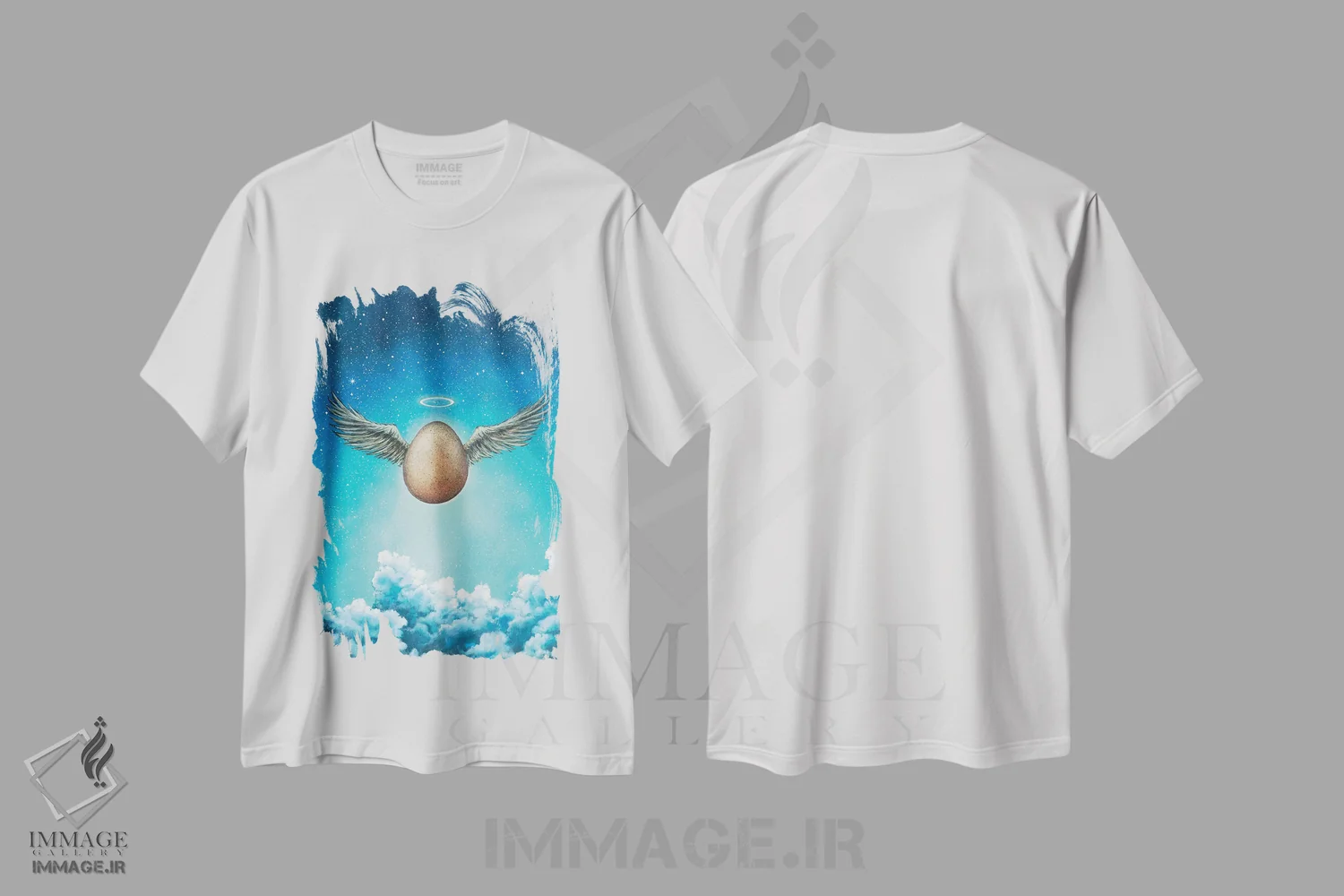 تیشرت سفید طرح دار تخم مرغ، هنر فاخر معاصر اثر کالر بای فلیکز | immage.ir