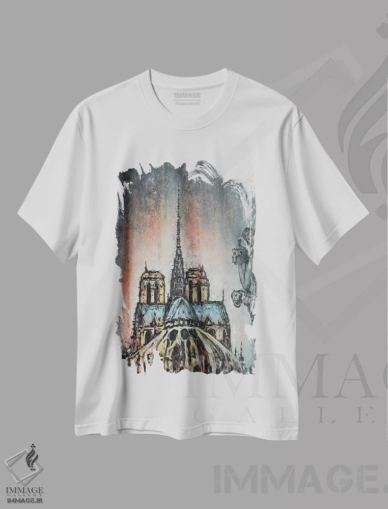 تیشرت سفید طرح دار تک و یکتا، دکور معاصر اثر کالر بای فلیکز | فروشگاه ایماژ